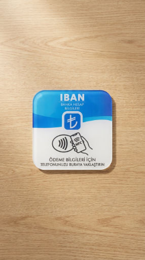Mavi beyaz NFC IBAN ödeme kartı